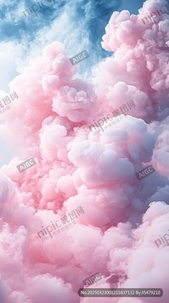 粉色云彩的梦幻天空