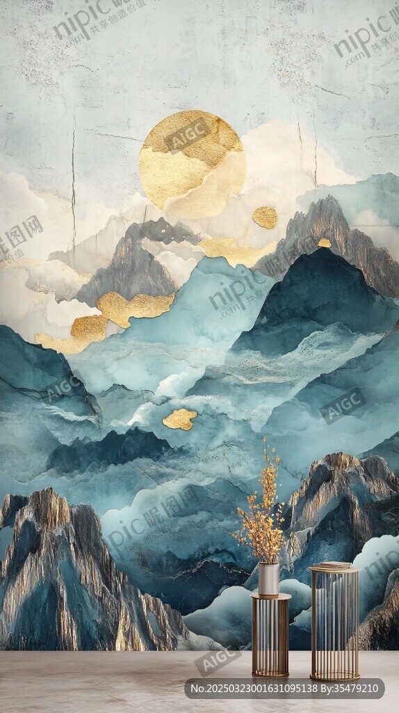 抽象山水画壁画