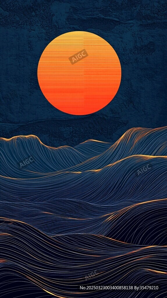 抽象的日落与波浪