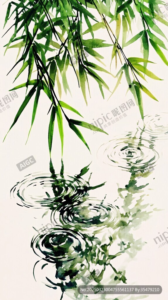 水中竹影