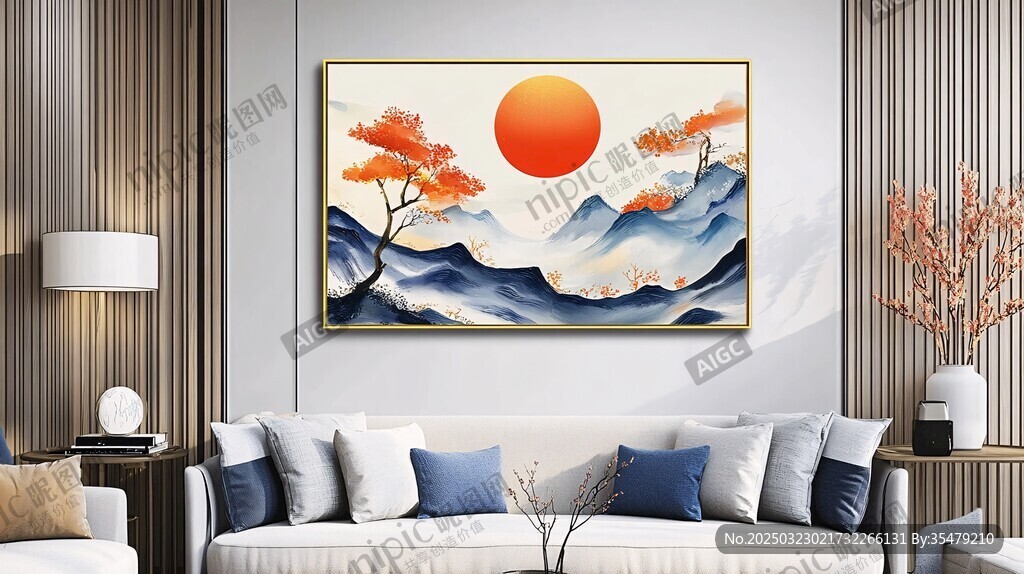 日出山水画