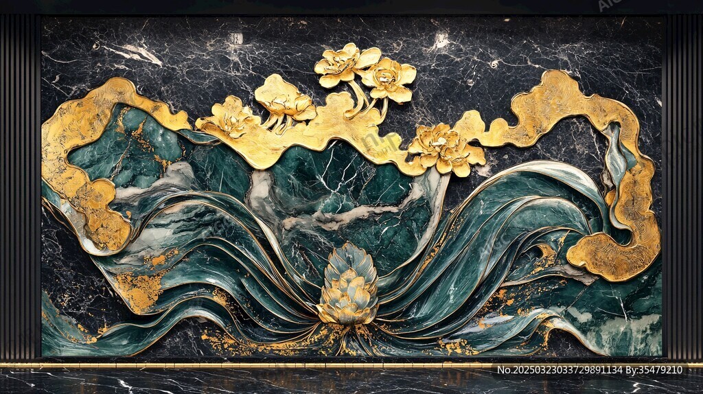 金色花纹大理石背景