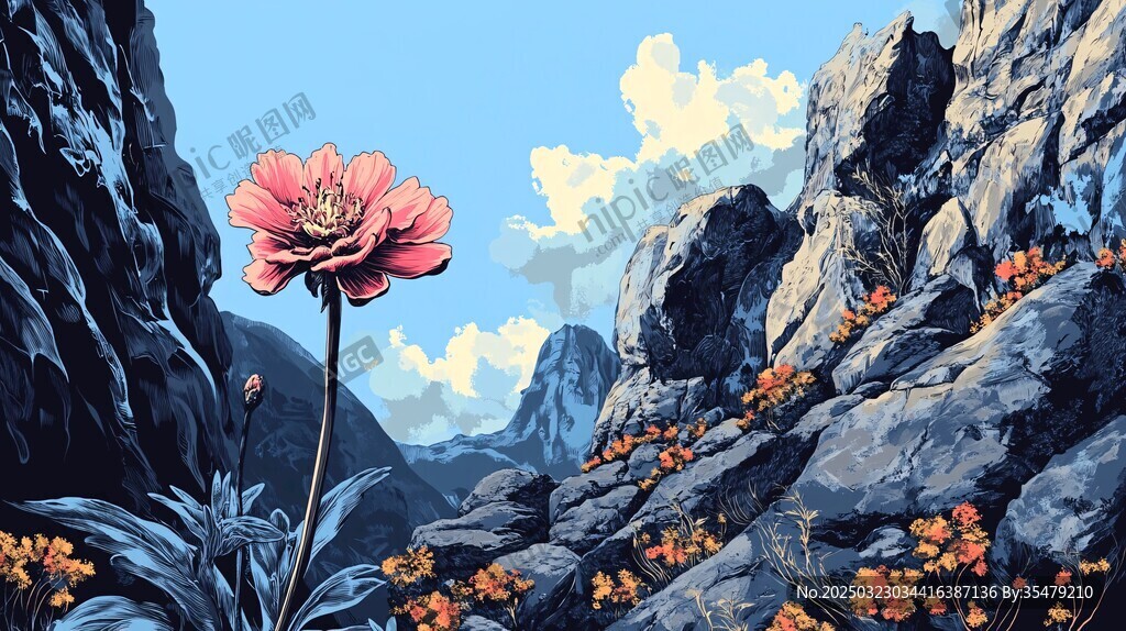 山谷中的花朵