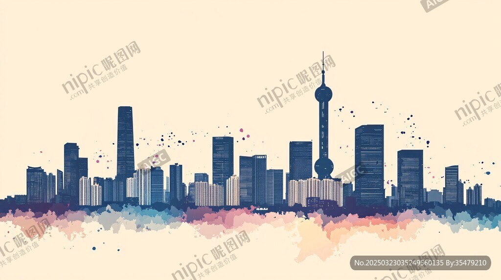 城市水彩画