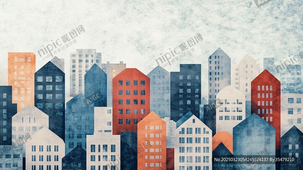 城市天际线的抽象画