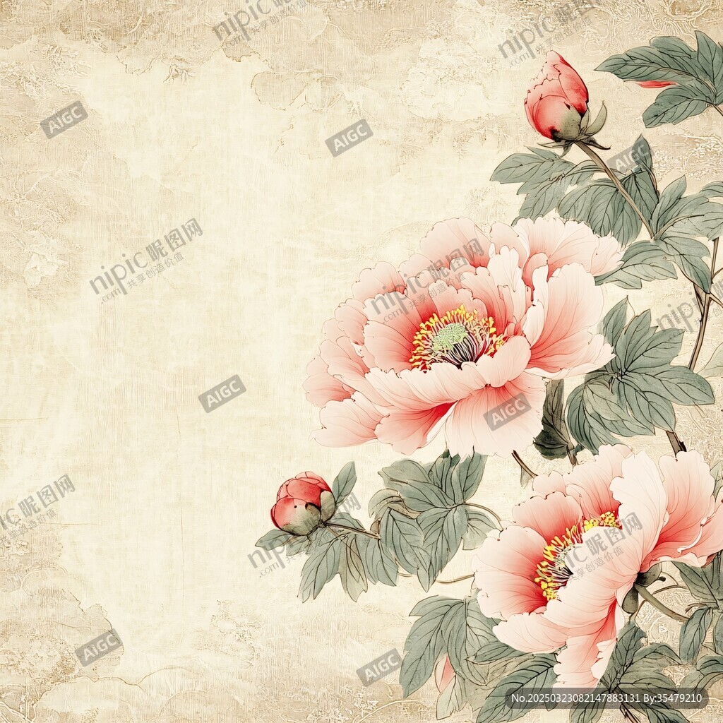古风花卉图案背景