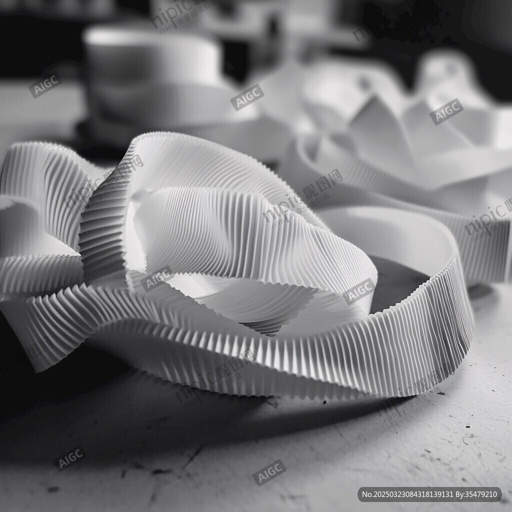 褶皱的白色缎带