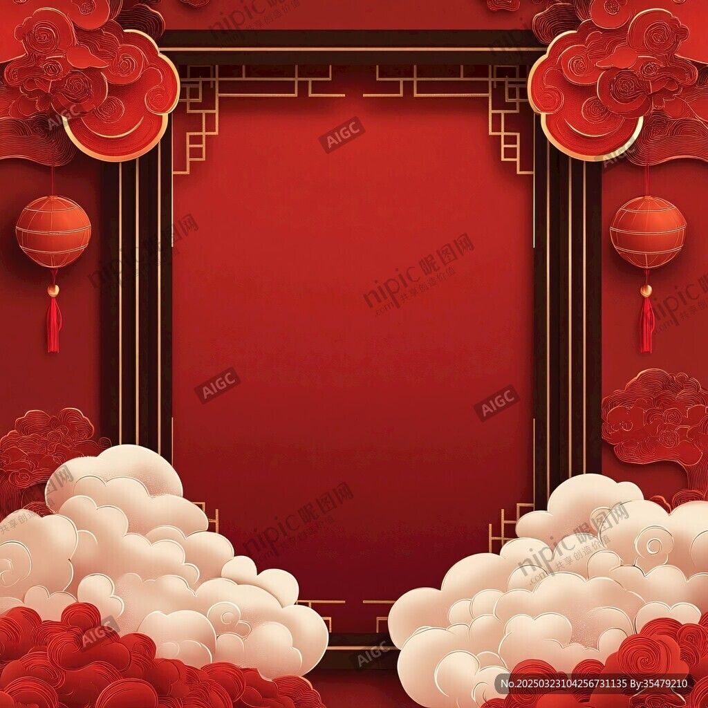 红色云纹中国风背景