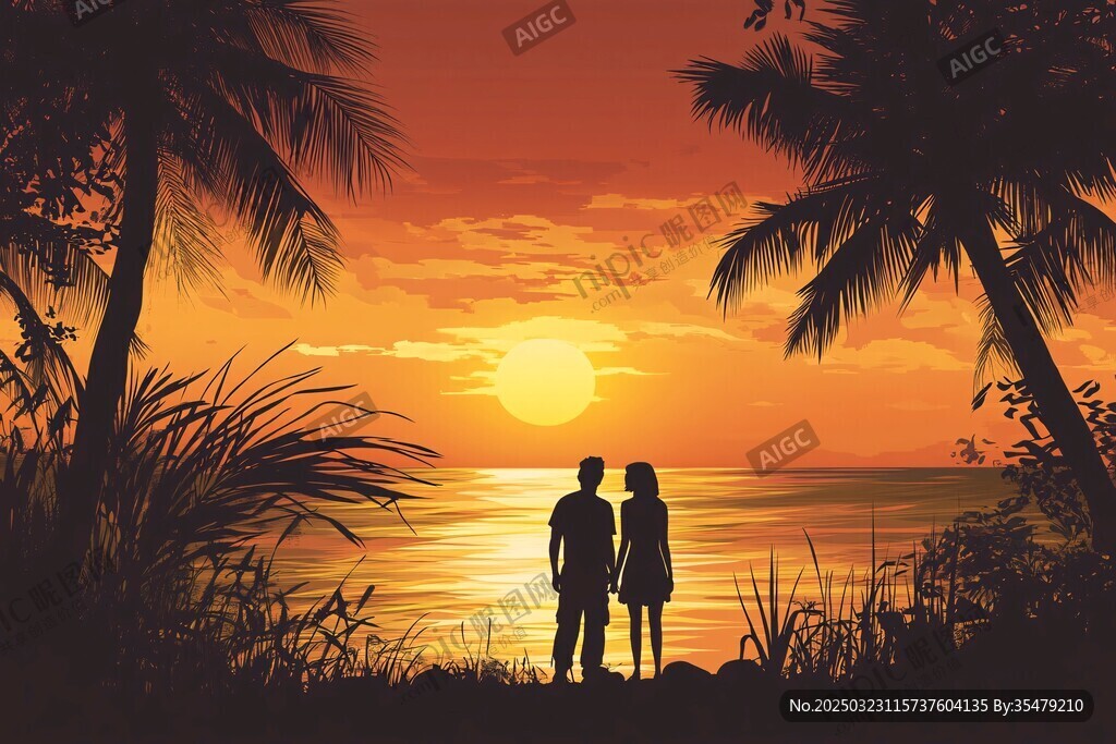 夕阳下的浪漫剪影