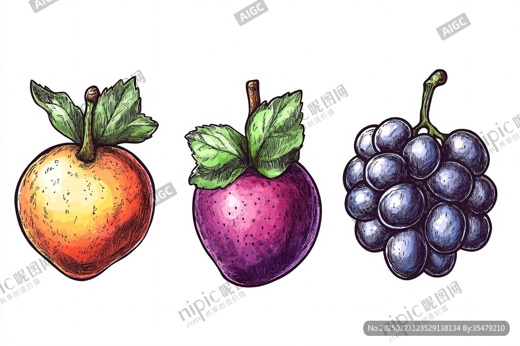 色彩斑斓的水果插画