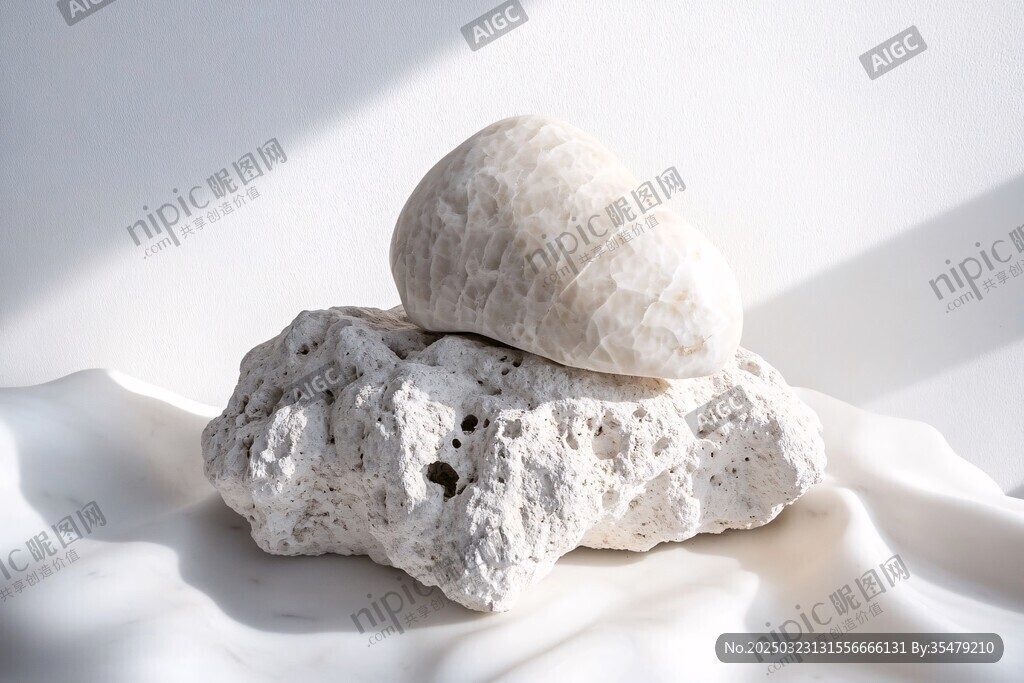 白色石头与粗糙岩石的并置