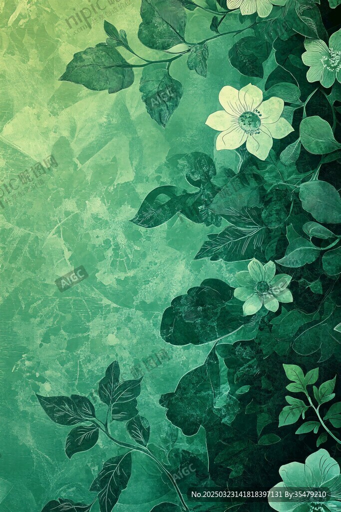 绿色植物壁画