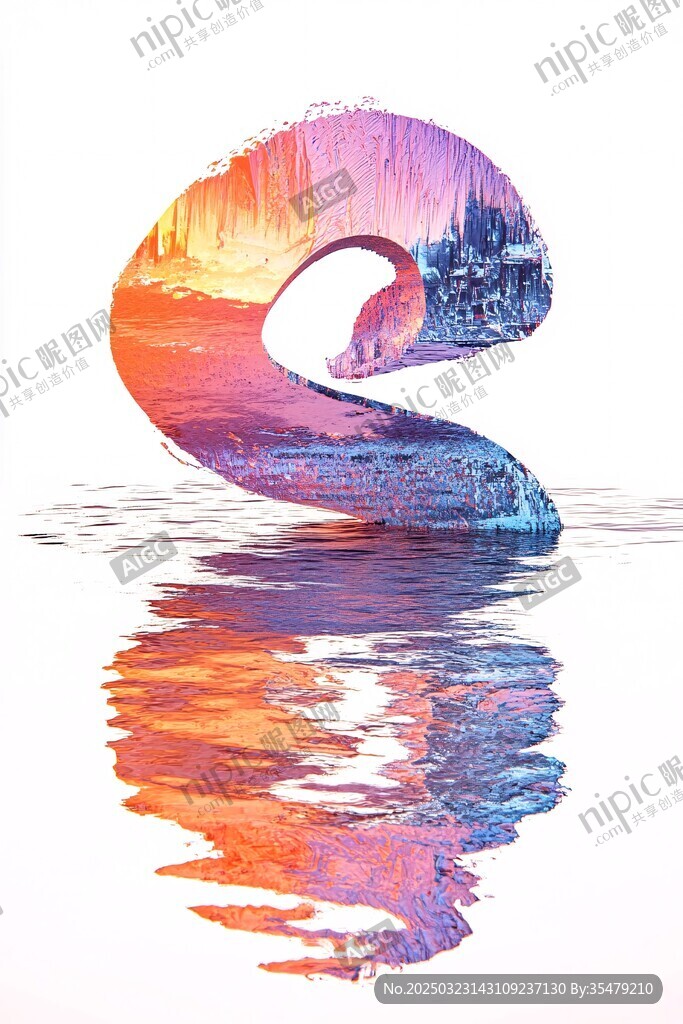 水彩抽象S形