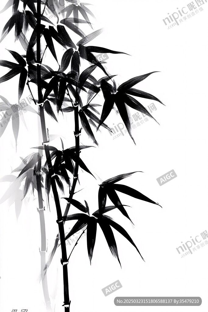 黑白竹影