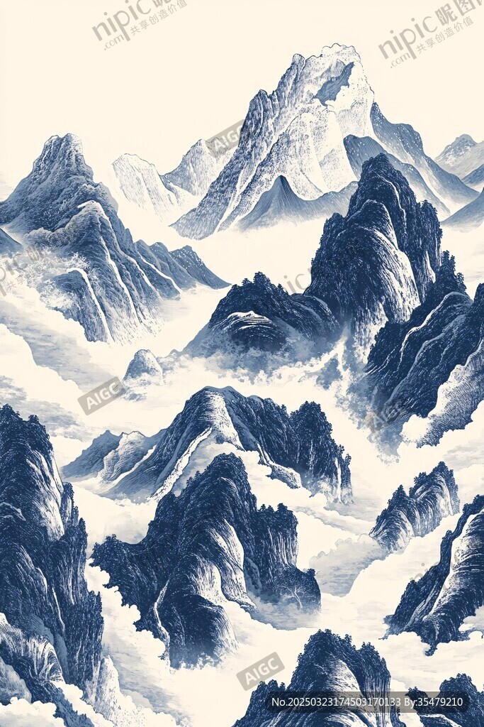 云雾缭绕的山川风景