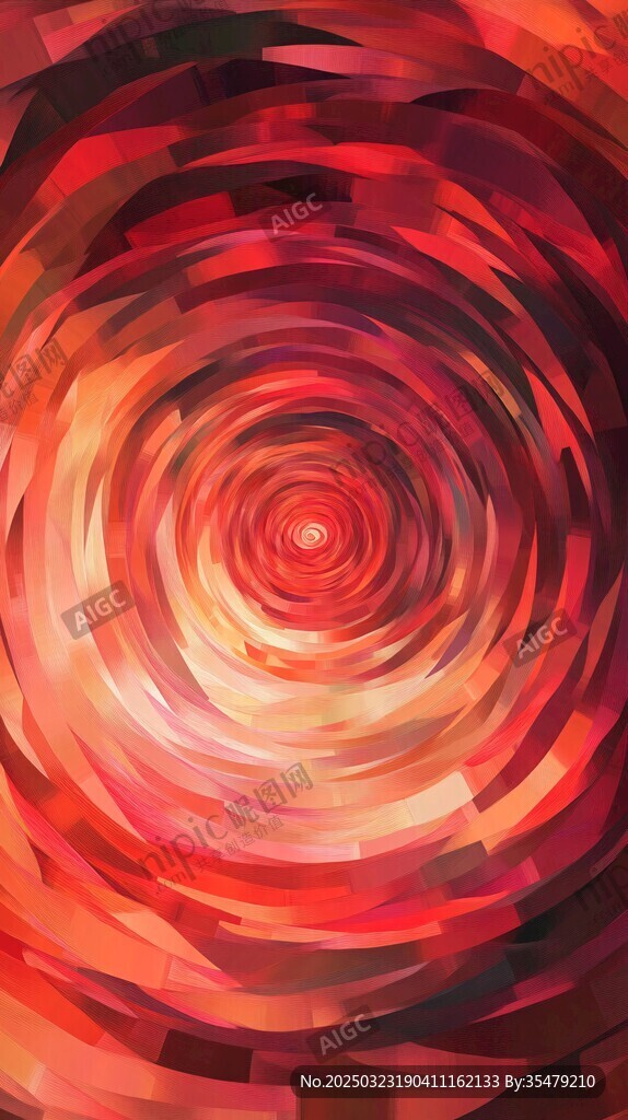 红色漩涡抽象画