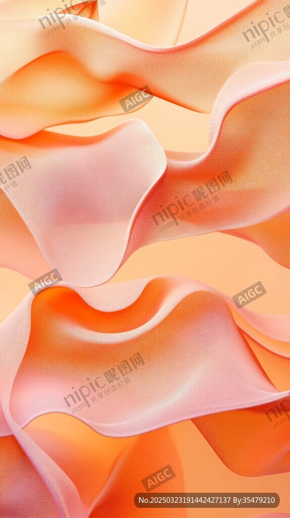 抽象橙色织物流动