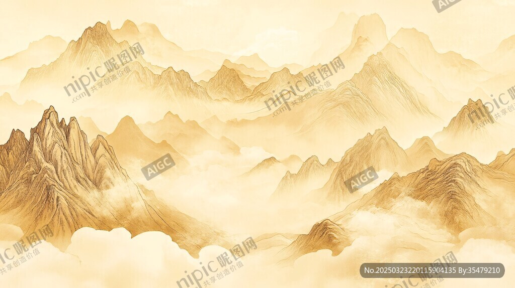 云雾缭绕的山脉风景