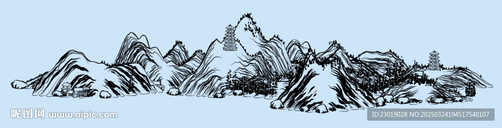 线条山水画