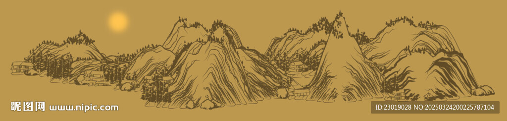 水墨山体结构图
