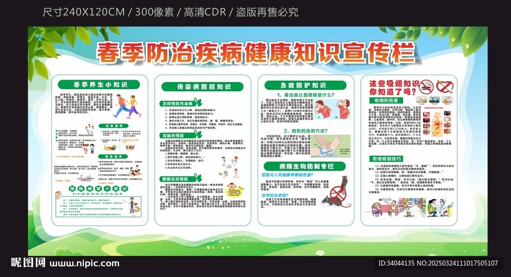 春季防治疾病健康知识宣传栏