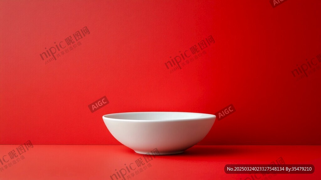 白色碗与红色背景