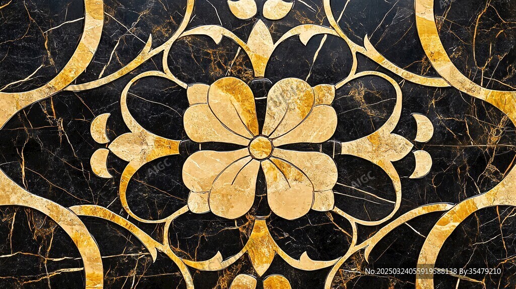 marble pattern with floral motif