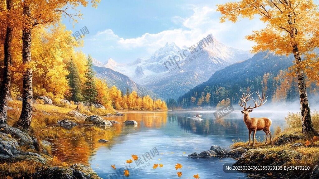 秋日山湖风景