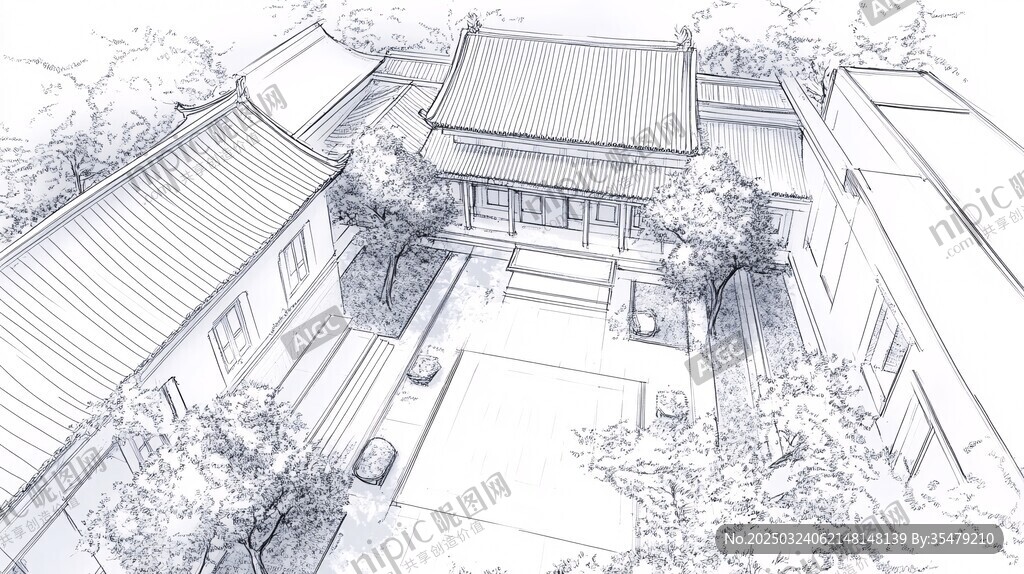 古典建筑手绘图