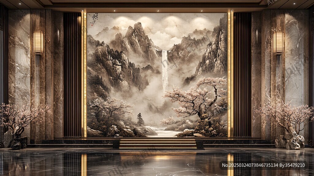 山水画风景壁画