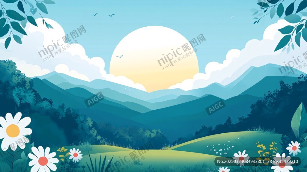 日出山谷风景画