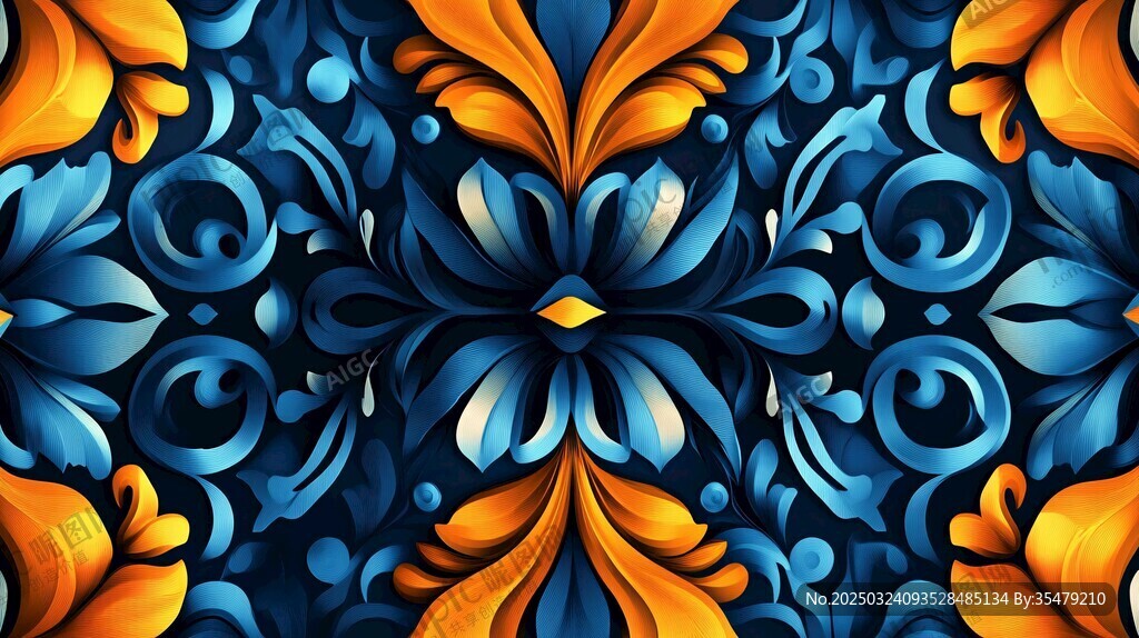 蓝橙对称花纹