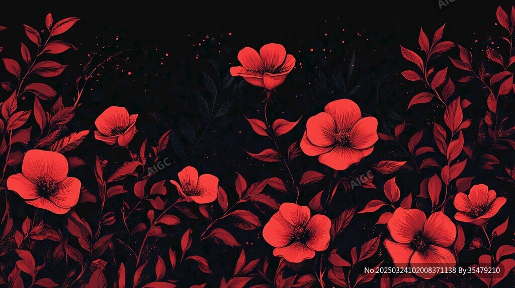 红色花卉艺术