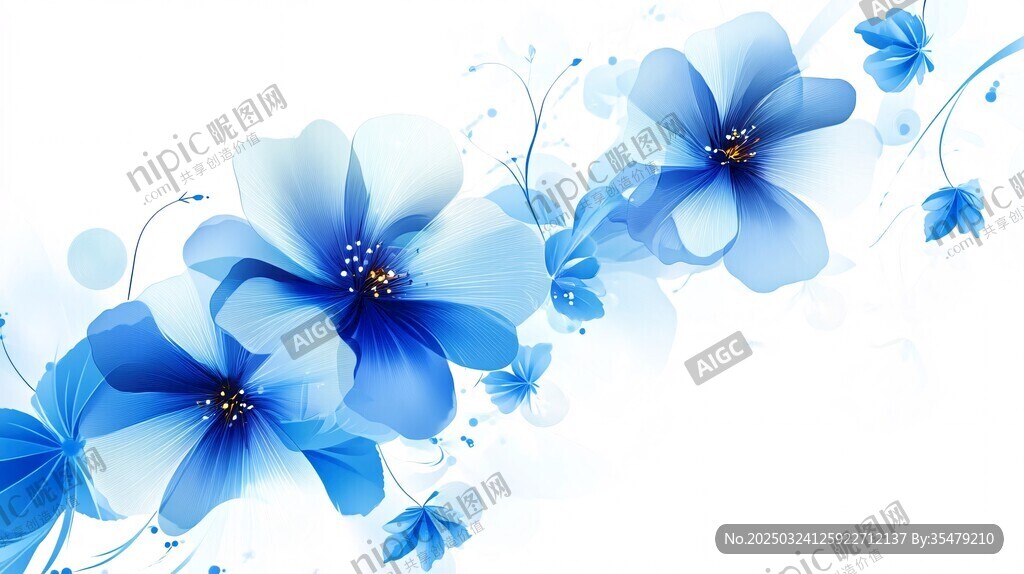 梦幻蓝花绽放唯美图景
