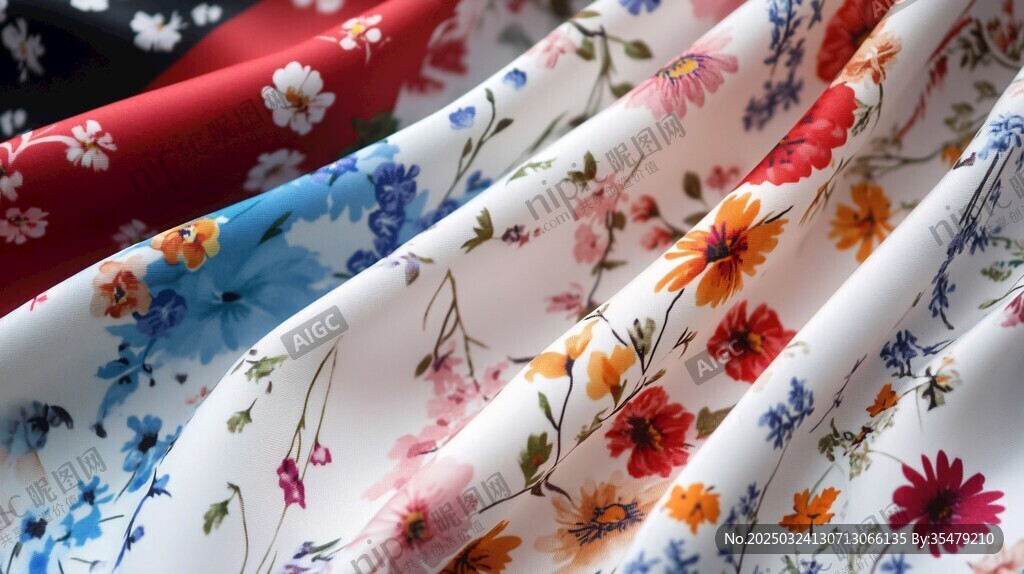 多彩花卉印花布料展示