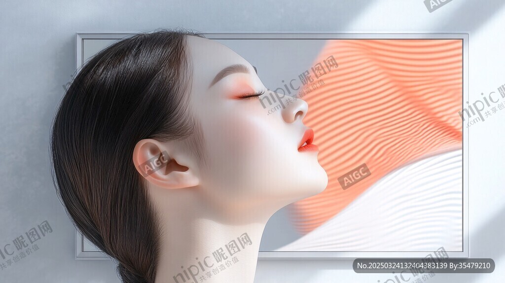 闭眼静享的优雅女性