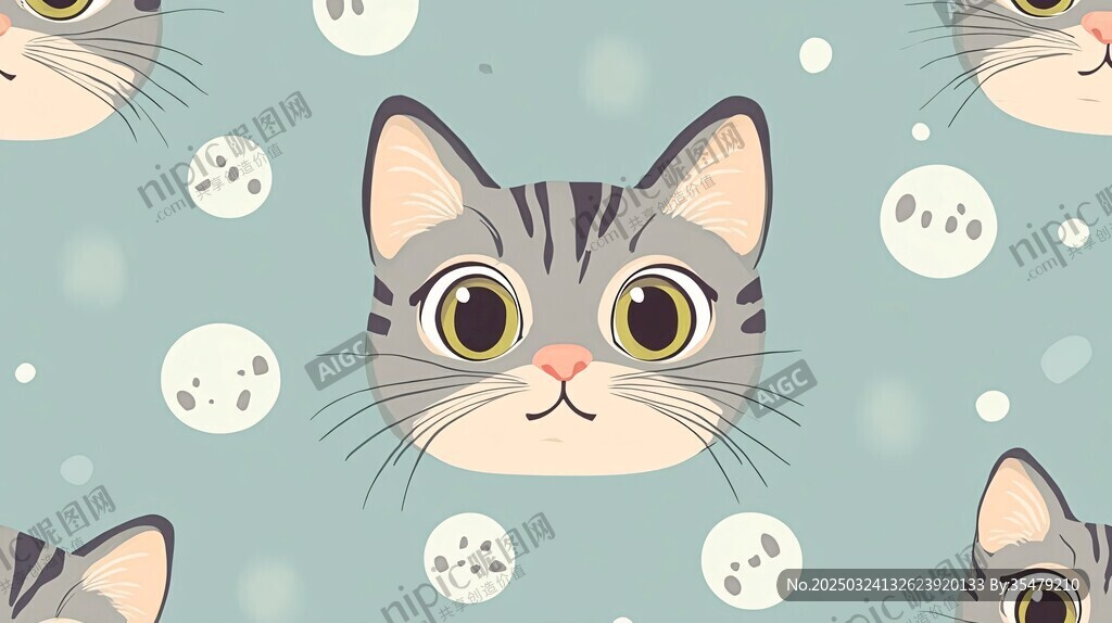 可爱猫咪头像无缝图案