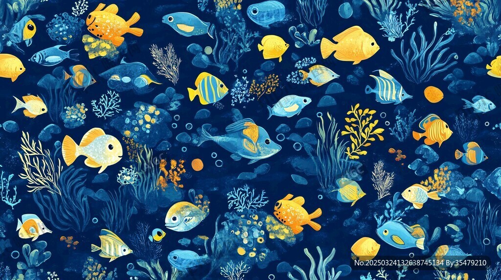 海底缤纷鱼群海洋景观图