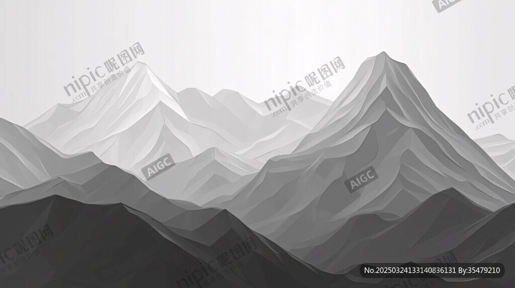 黑白山峦景观图
