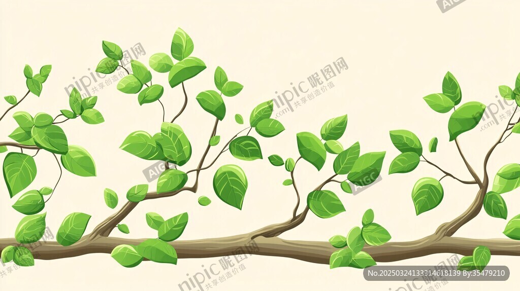嫩绿枝叶装饰图案
