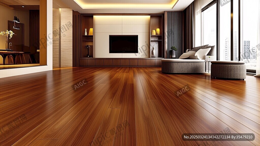 现代简约风宽敞木质客厅