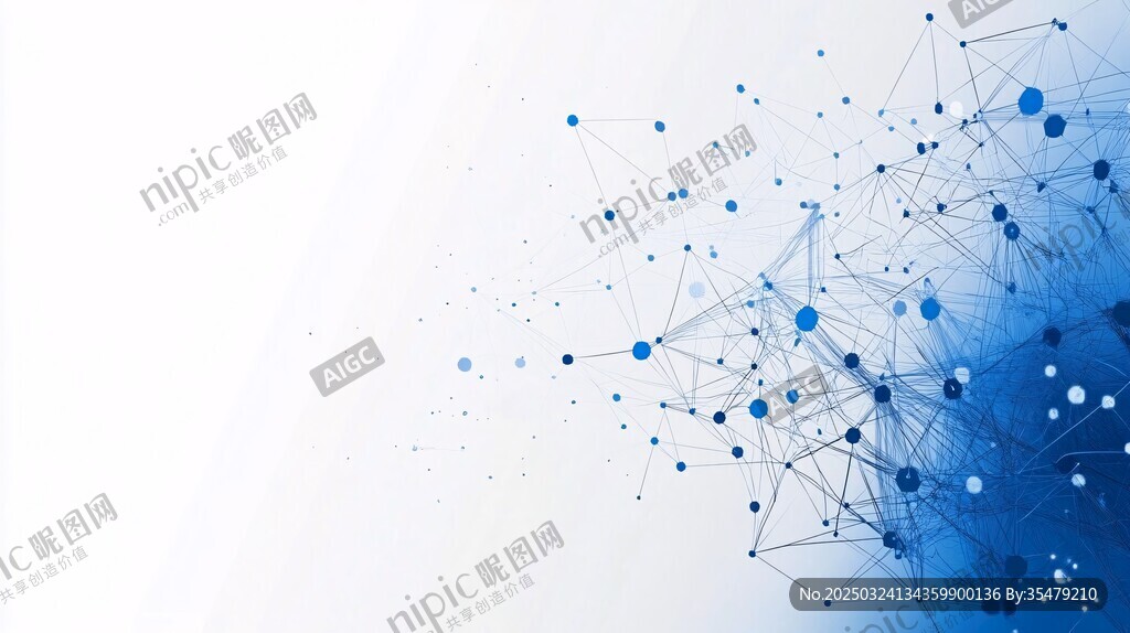 科技感蓝色点线连接背景图