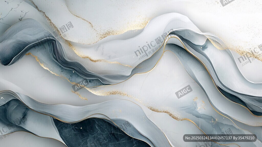 梦幻流动的灰白金纹理图案