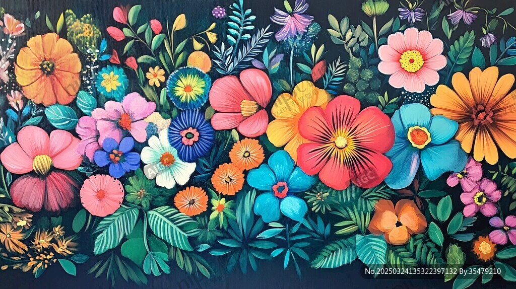 缤纷花卉图案 绚丽多彩世界