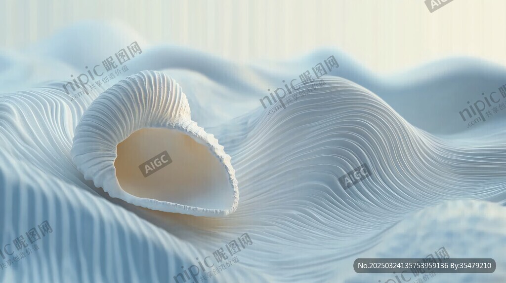 梦幻贝壳静置于波纹之上
