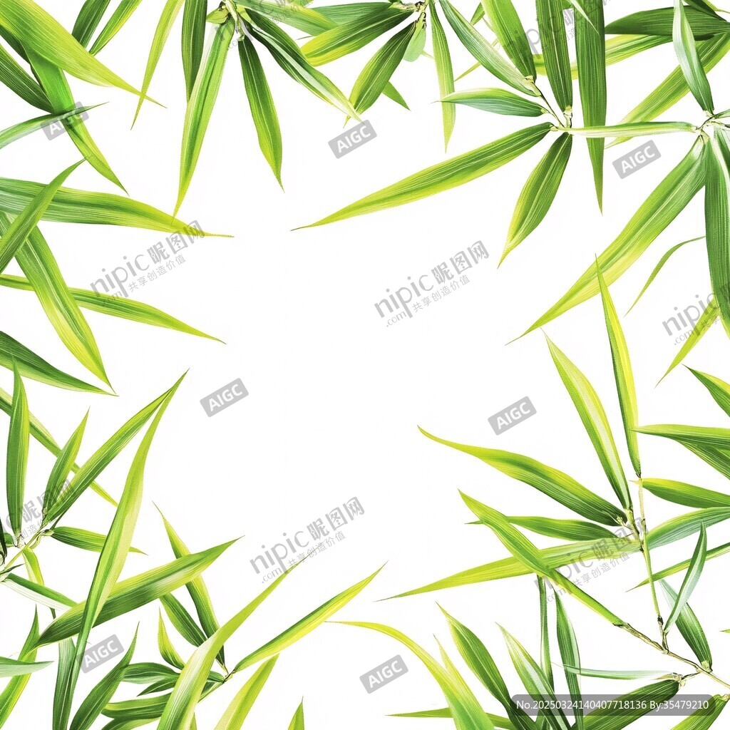 翠绿竹叶环绕的清新边框