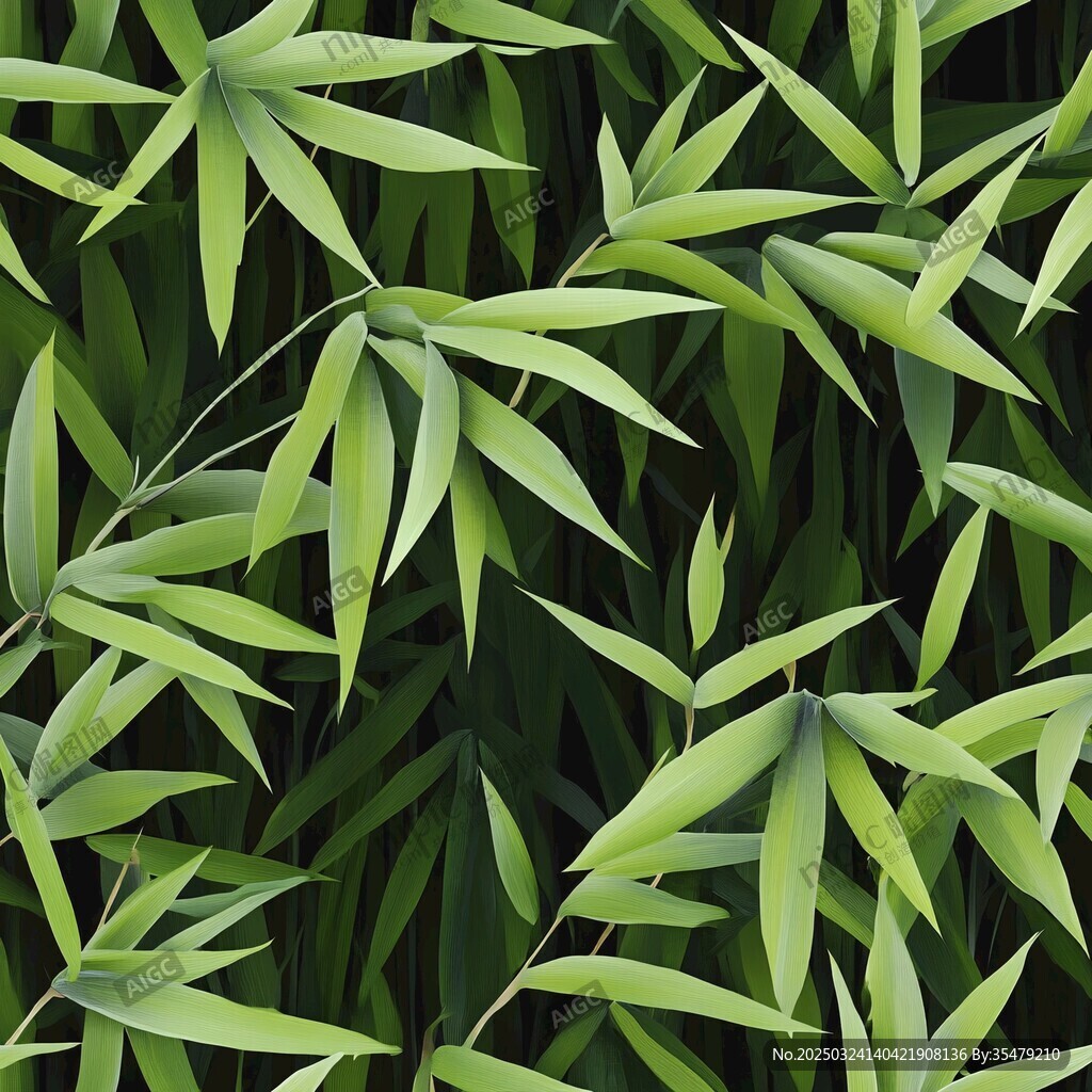 翠绿竹叶无缝植物图案