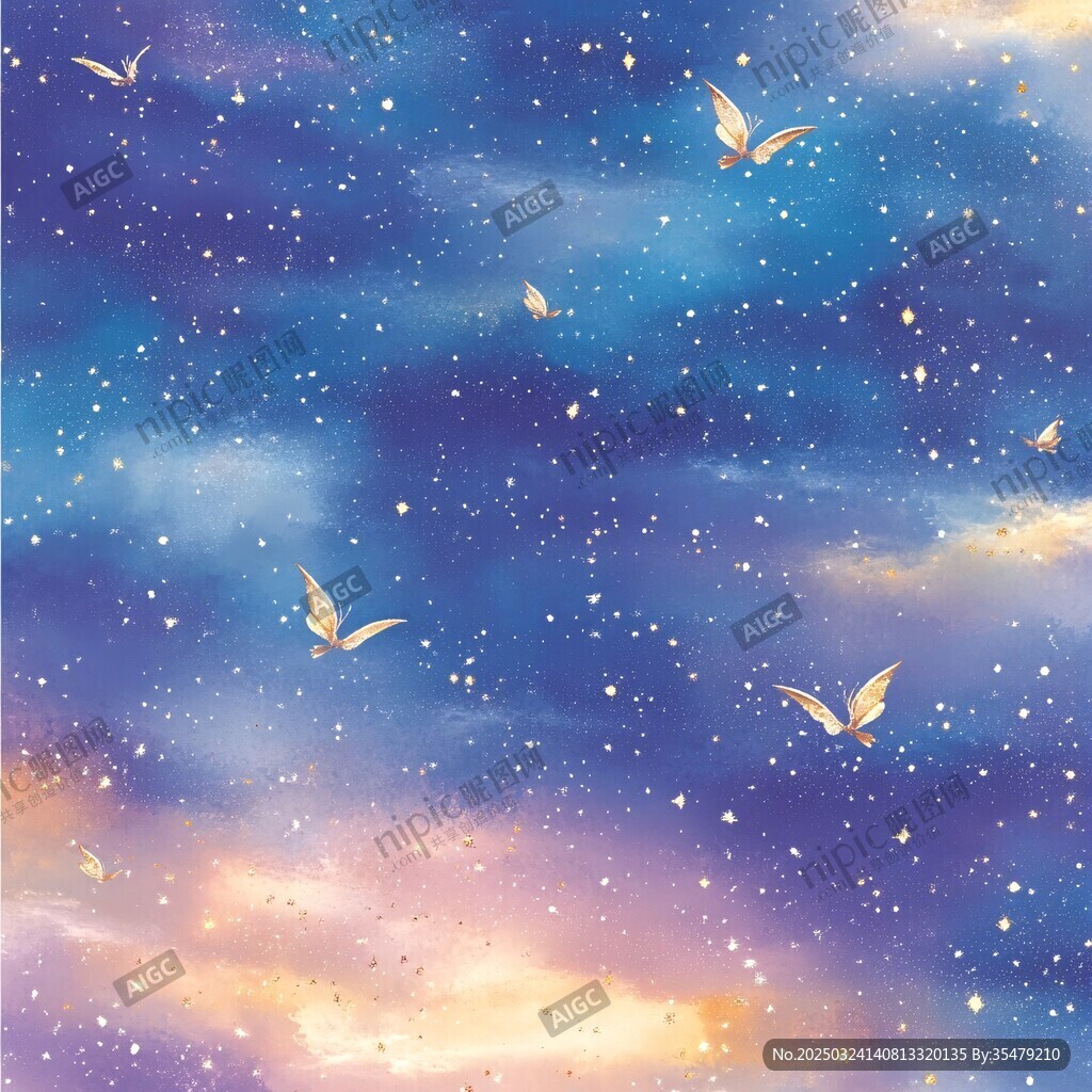 梦幻星空下的飞鸟图景