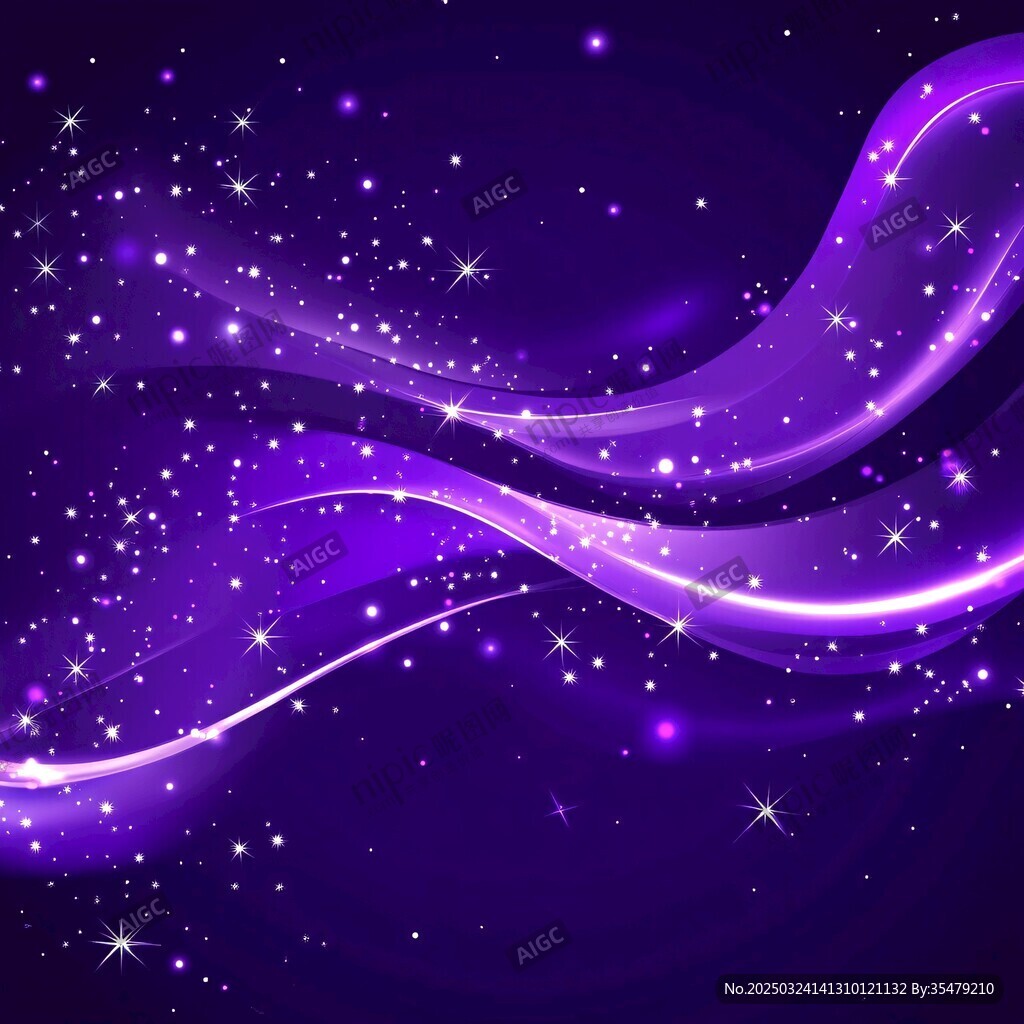 梦幻紫色星光波浪背景图