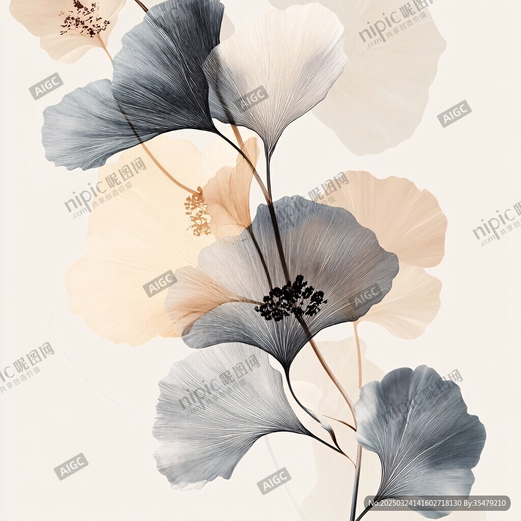 银杏叶的梦幻写意插画